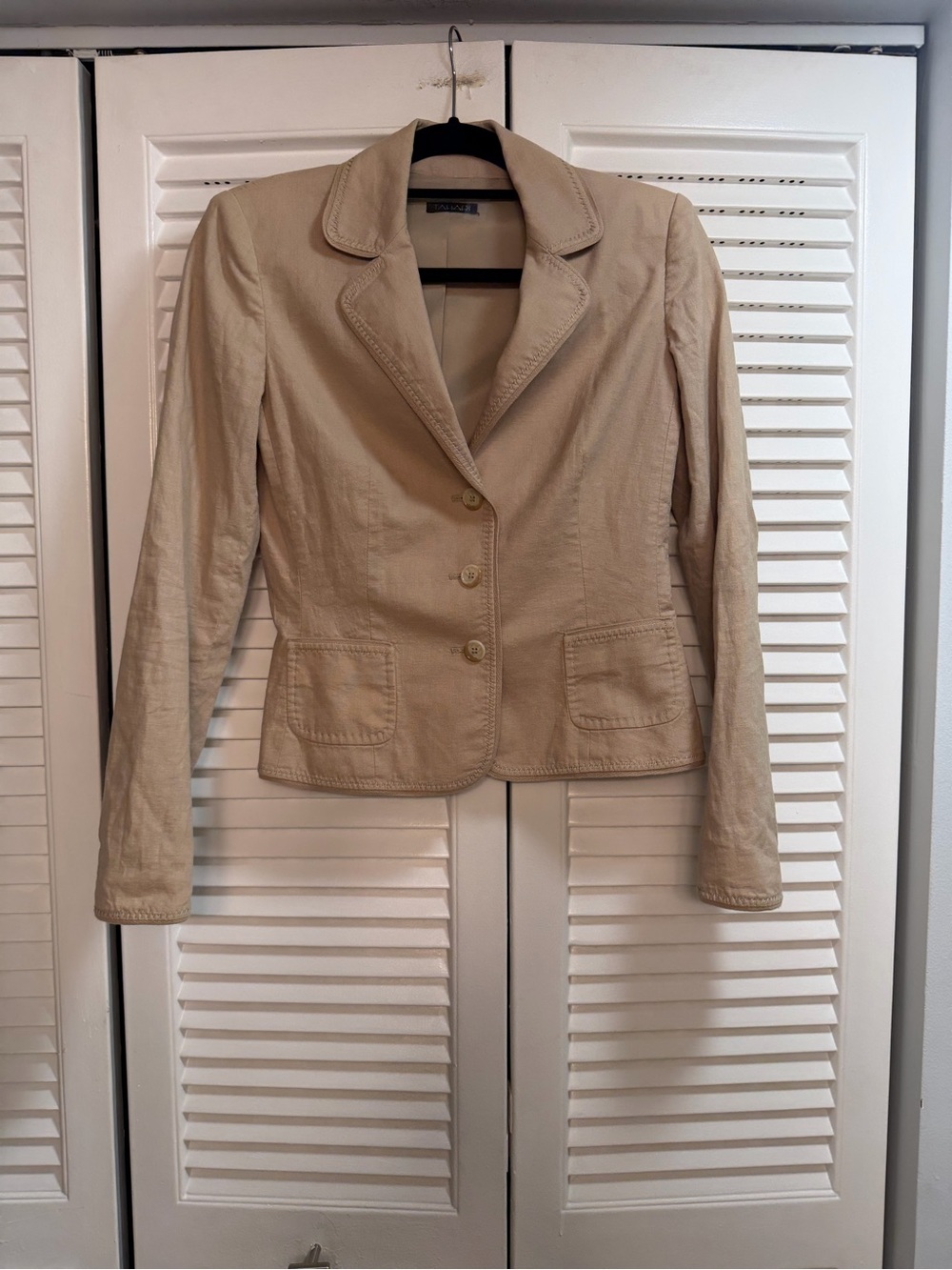 Tahari Tan Tailored Women's Linen Blazer Jacket
